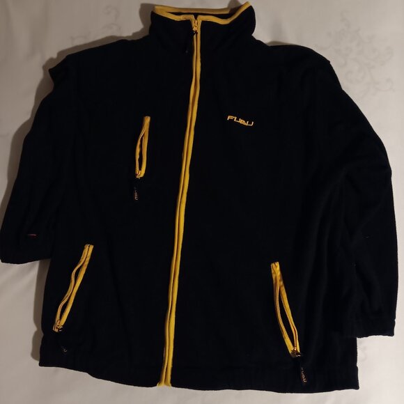 FUBU SPORTS VINTAGE MENS SWEATSHIRT Fleece SIZE MEDIUM Dark Blue Full Zip - Picture 1 of 6